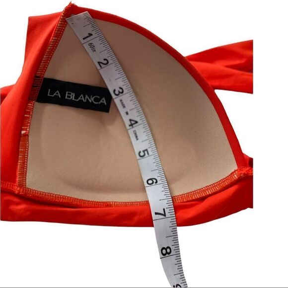 La Blanca Orange Paprika Twisted Front Molded Halter Bikini Top Sz Medium - Picture 11 of 15